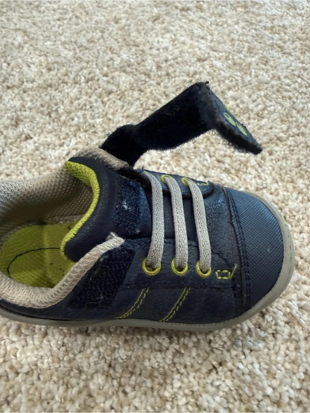 Kids Navy and Lime Green Casual Sneakers